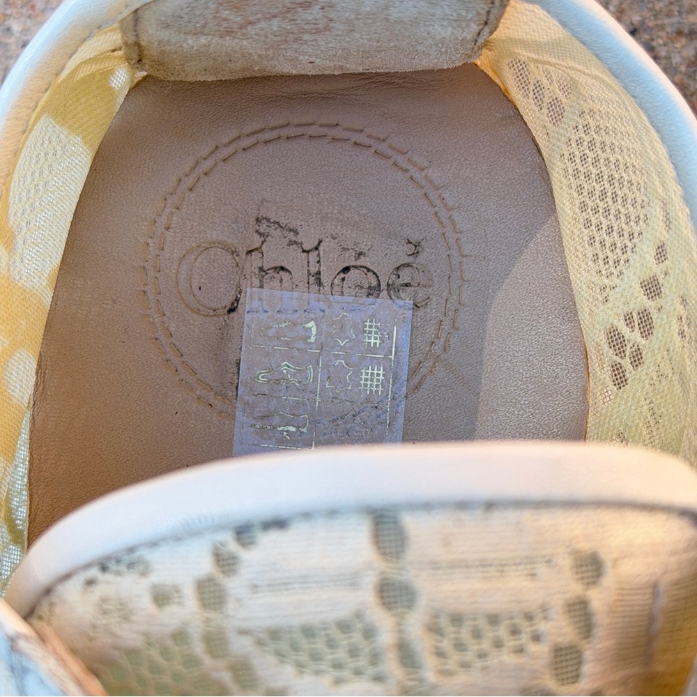 Chloé Lauren Low Top Round Toe Lace Comfort Sneaker Mild Beige Women EU 37 Spain - Picture 8 of 17